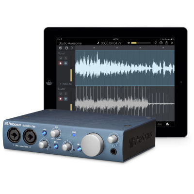 PreSonus AudioBox iTwo аудио/MIDI интерфейс, USB 2.0/iPad-Port, 2вх/2 вых каналов, 2 мик/инстр, MIDI вх/вых, 24бит/44-96кГц, софт Studio One Artist