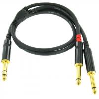 Cordial CFY 0.9 VPP кабель Y-адаптер джек стерео 6.3мм—2 джека моно 6.3мм male, 0.9м, черный