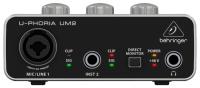 Behringer UM2 внешний звуковой интерфейс, USB2.0, 1 мик/лин вх, 1 инструментальный вх, лин стереовыход