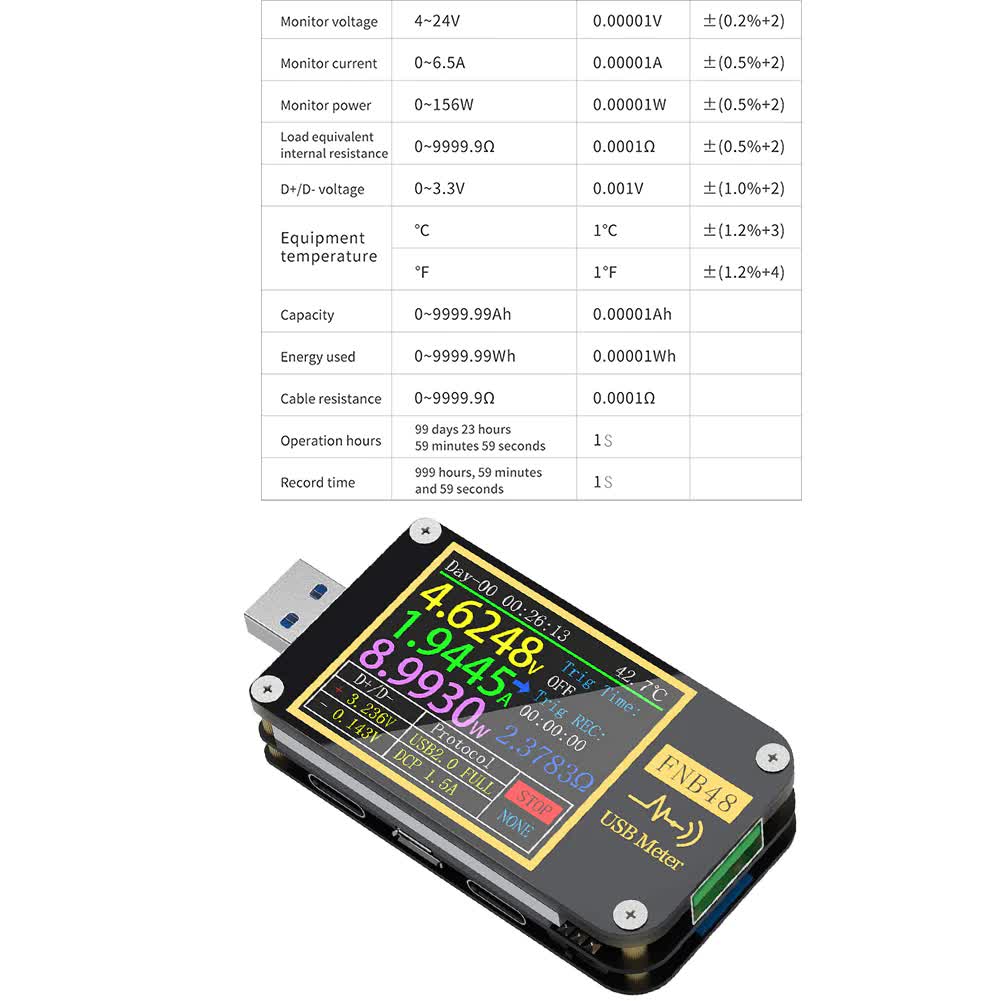 USB тестер FNIRSI FNB48