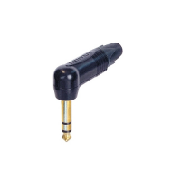 Neutrik NP3RX-B кабельный разъем Jack 6.3мм TRS (стерео) штекер угловой, компактный черненый корпус диаметром 14.5мм, золоченые контакты