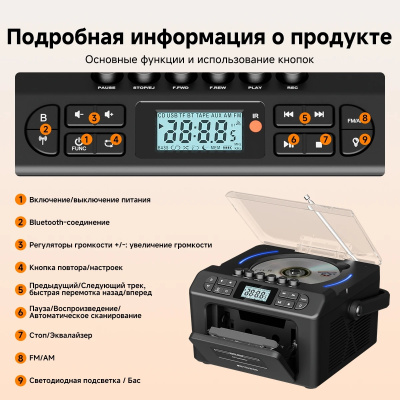 Радио CD-плеер магнитофон Retekess TR642 магазин PROAIM