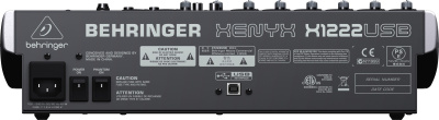 Behringer X1222USB аналоговый микшер, 12 каналов, 4 мик.+2 мик.моно/лин. стер.+2 лин.стер.+2TR, 2 AUX, DSP FX, USB-audio, Main L/R- XLR, 4 компр. GEQ