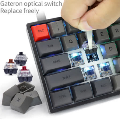 Игровая клавиатура Skyloong GK61 SK61, синие свичи Gateron Blue, серая/черная, российская раскладка