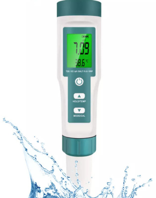 Тестер качества воды Veker PH129BL (PH, PPM, TDS, ОВП, жесткость, температура, соленость) магазин PROAIM