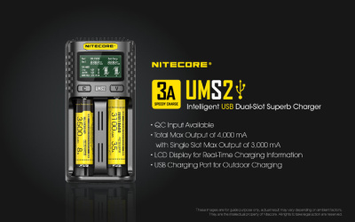 Зарядное устройство Nitecore UMS2 (2 аккумулятора) для 18650 / 26500 / AA / AAA