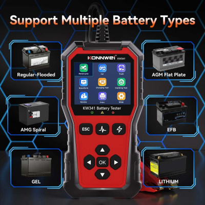 Тестер аккумулятора Konnwei KW341