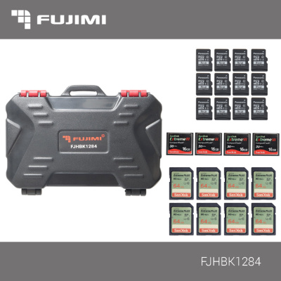 Fujimi FJHBK1284 Кейс жёсткий для карт памяти, пыле-влаго защищённый,  12 MicroSD, 8 SD, 4 CF