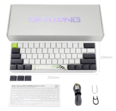 Игровая клавиатура Skyloong GK61 SK61 Panda, синие свичи Gateron Blue, российская раскладка