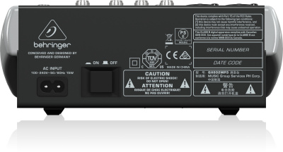 Behringer QX602MP3 аналоговый микшер, 6 каналов, 2 мик. +2 лин. cтерео +1 AUX RET, 1 AUX, Main L/R- Jack, USB MP3-плеер