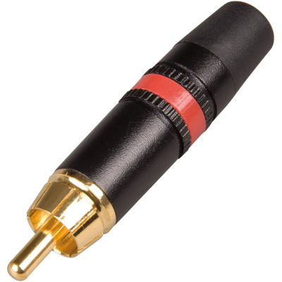 Neutrik NYS373-2 кабельный разъем RCA корпус черный хром, золоченые контакты, красная маркировочная полоса