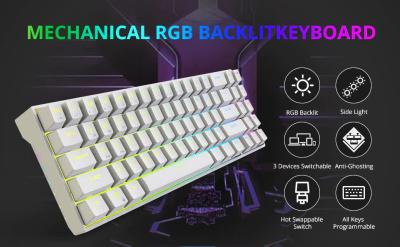Беспроводная клавиатура Royal Kludge RK71 White, Red Switch, английская раскладка