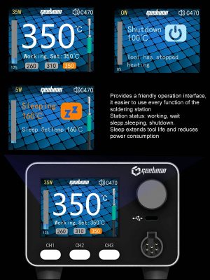 Паяльная станция GEEBOON HC24 (рукоятка T470, жала С470, C245)