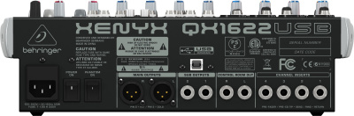 Behringer QX1622USB аналоговый микшер, 12 каналов, 4 мик.+4 лин.стер.+2 AUX RET, 2 AUX (1 PRE/POST), 1 GROUP, FX Klark Teknik LCD, USB-audio, 4 компр.