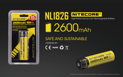 Аккумулятор Nitecore NL1826 18650 2600mAh 3,7V