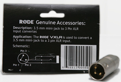 Переходник RODE VXLR для микрофонов с разъемом стерео миниджек 3,5мм(TRS)  на разъём XLR 
