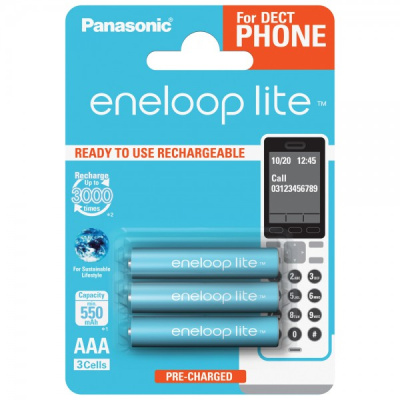 Аккумулятор PANASONIC Eneloop Lite AAA 550 3BP (BK 4LCCE /3DE) 3шт блистер
