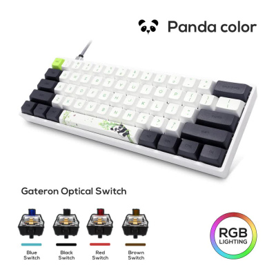 Игровая клавиатура Skyloong GK61 SK61 Panda, красные свичи Gateron Red, российская раскладка