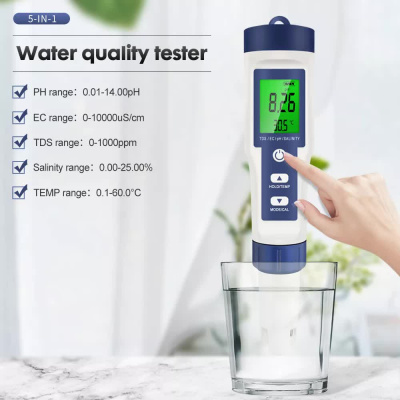 Тестер качества воды Veker PH111BL (PH, PPM, TDS, температура, соленость)