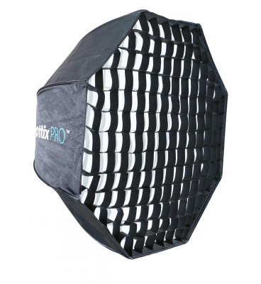 Профессиональный легко-складываемый восьмиугольный зонт-софтбокс Phottix HD с решеткой 80 см