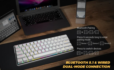Механическая клавиатура KEMOVE DK61 Snowfox, Gateron Brown switch, английская раскладка