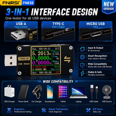 USB тестер FNIRSI FNB38 магазин PROAIM