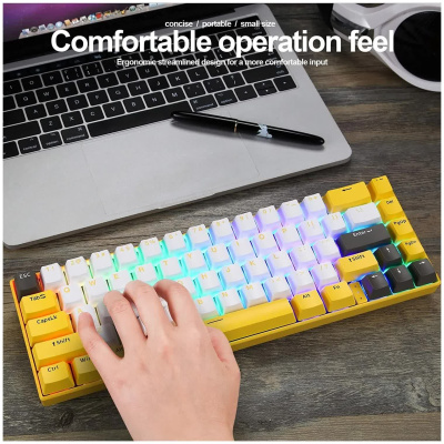 Беспроводная клавиатура Motospeed BK67 желтая (свич Outemu Red)
