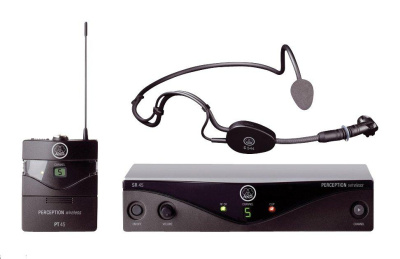 AKG Perception Wireless 45 Sports Set BD A (530.025-559МГц) радиосистема с оголовьем C544L, SR45 стационарный приёмник, PT45 поясной передатчик