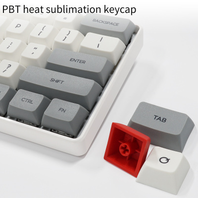 Игровая клавиатура Skyloong GK61 SK61, красные свичи Gateron Red, белая/серая, российская раскладка