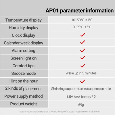 Термогигрометр Aneng AP01 черный