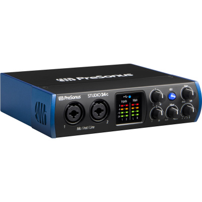 PreSonus Studio 24C аудио/MIDI интерфейс, USB-C 2.0, 2 вх/2 вых канала, предусилители XMAX, до 24 бит/192кГц, MIDI I/O, ПО StudioLive Artist