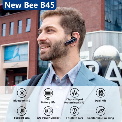 Беспроводная Bluetooth гарнитура New Bee B45 Black