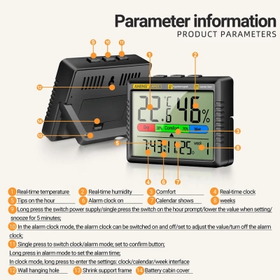 Термогигрометр Aneng AP01 черный