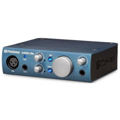 PreSonus AudioBox iOne аудио интерфейс, USB 2.0/iPad-Port, 2вх/2 вых канала, 1мик,1инстр, 24бит/44-96кГц, софт Studio One Artist