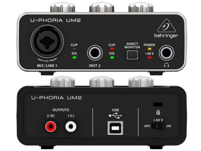 Behringer U-PHORIA STUDIO набор для звукозаписи: USB-аудиоинтерфейс UM2, конденс.микрофон C-1, наушники HPS5000