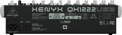 Behringer QX1222USB аналоговый микшер, 12 каналов, 4 мик.+2 мик.моно/лин. стер.+2 лин.стер.+ 2 TR, 2 AUX, FX Klark Teknik LCD, USB-audio, 4 компр. GEQ