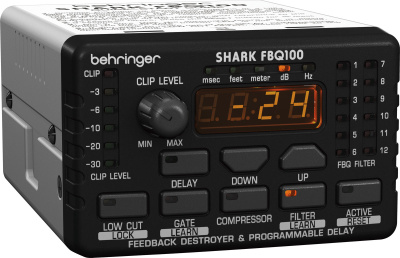 Behringer FBQ100 подавитель обратной связи, 8 FBQ-фильтров, микрофонный предусилитель, задержка, noise gate, компрессор
