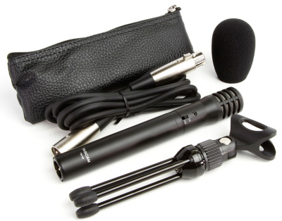 Tascam TM-60 конденсаторный кардиоидный микрофон, фантом/ батарея АА, 50-18000Гц,-45 дБ, SPL 126 дБ, держатель, стойка "тренога", кабель 1,8 м XLR-XLR