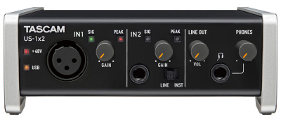 Tascam US-1x2  USB аудио/MIDI интерфейс (2 входа, 2 выхода)  Ultra-HDDA mic-preamp  24bit/96kHz 