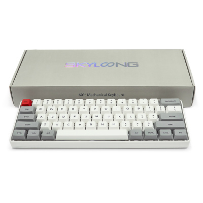 Игровая клавиатура Skyloong GK61 SK61, синие свичи Gateron Blue, белая/серая, российская раскладка