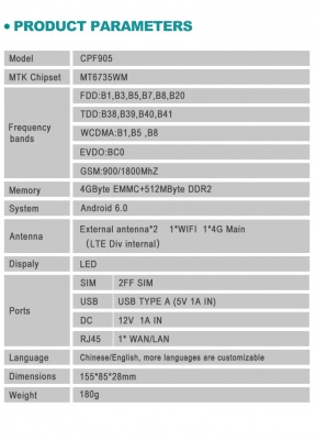 4G WiFi роутер Tianjie CPE905-2