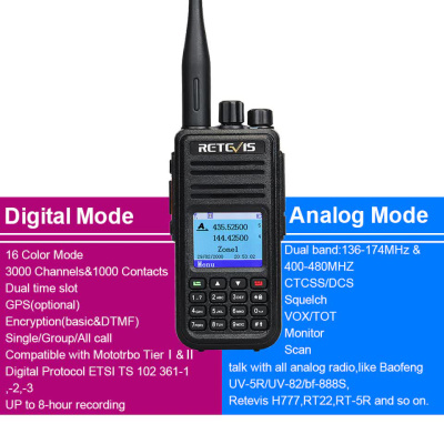 Цифровая рация Retevis RT3S GPS (UHF и VHF)