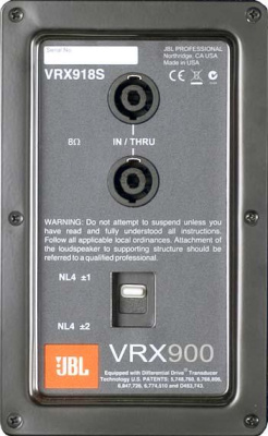 JBL VRX915S-WH компактный сабвуфер 15", RMS AES 800Вт, 4Ω, макс. SPL 126дБ, 31-250Гц. Покрытие - белый DuraFlex
