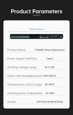 Паяльник Alientek T90 (тип T245, дополнительные жала K, I, IS)