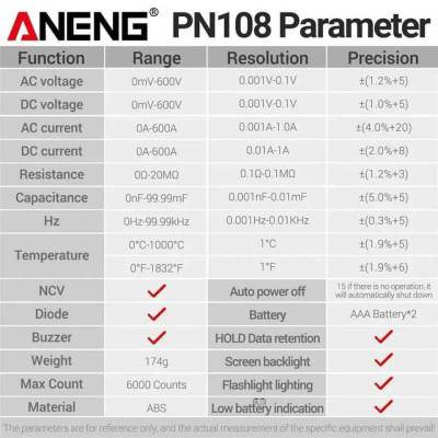 Мультиметр Aneng PN108 магазин PROAIM