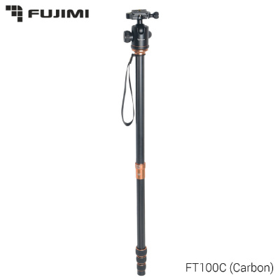 Fujimi FT100C Штатив с головой для фото и видеокамер. Серия "суперкомпакт". Материал: Карбон, макс. выс. 1580 мм, мин. выс. 450 мм, 4 секц. макс. нагр. 10 кг