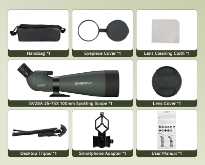 Зрительная труба SVBONY SV28A 25-75x100